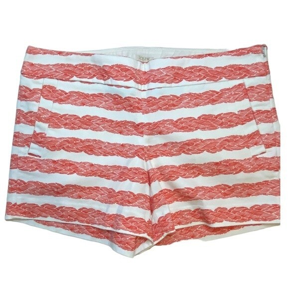 J.Crew Red & White Stripe Stretch Side Zip 4” Shorts - Like New - Size 8 - Picture 2 of 9